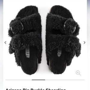 Arizona Big Buckle Shearling Slides Sz 41